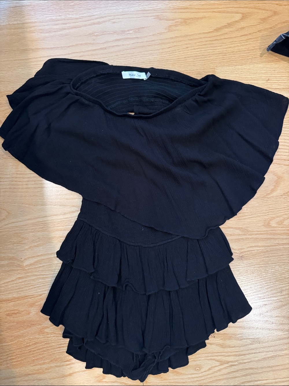 Mustard Seed Black Layered Ruffle Top